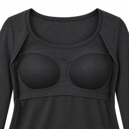 Built-In Bra Long Sleeve Comfort T-Shirt