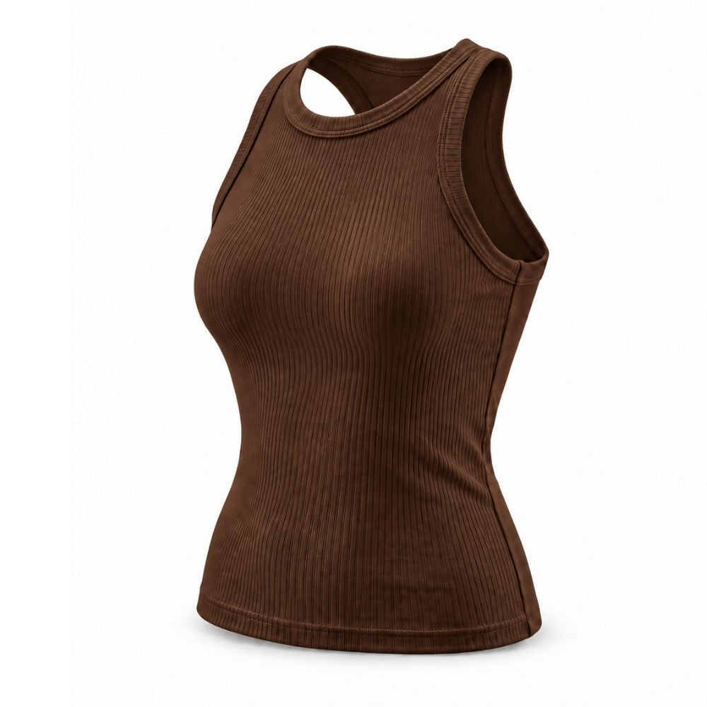 Ribbed Cotton Built-in Bra Tank